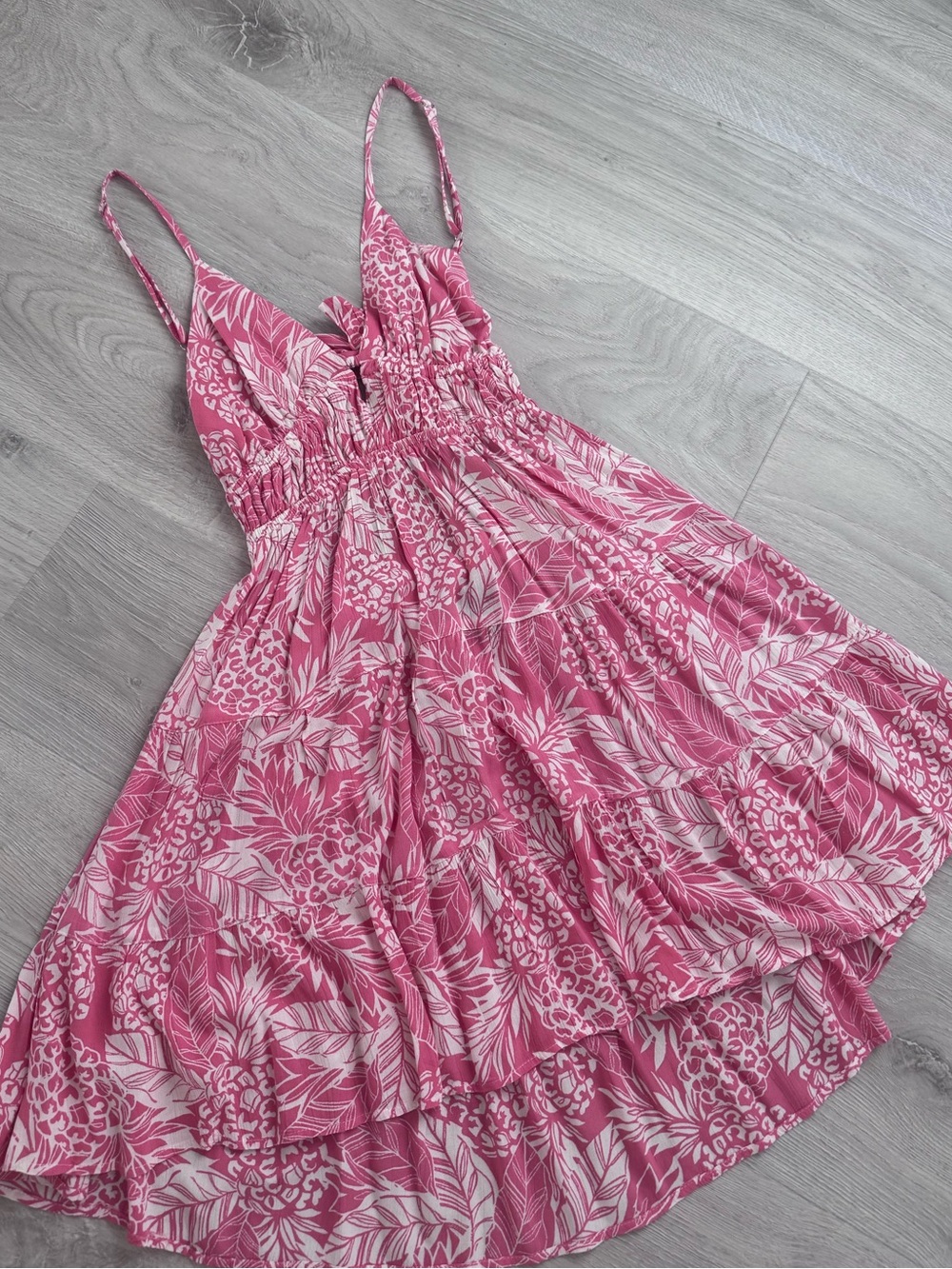 Angie Pink Floral Smocked Sundress